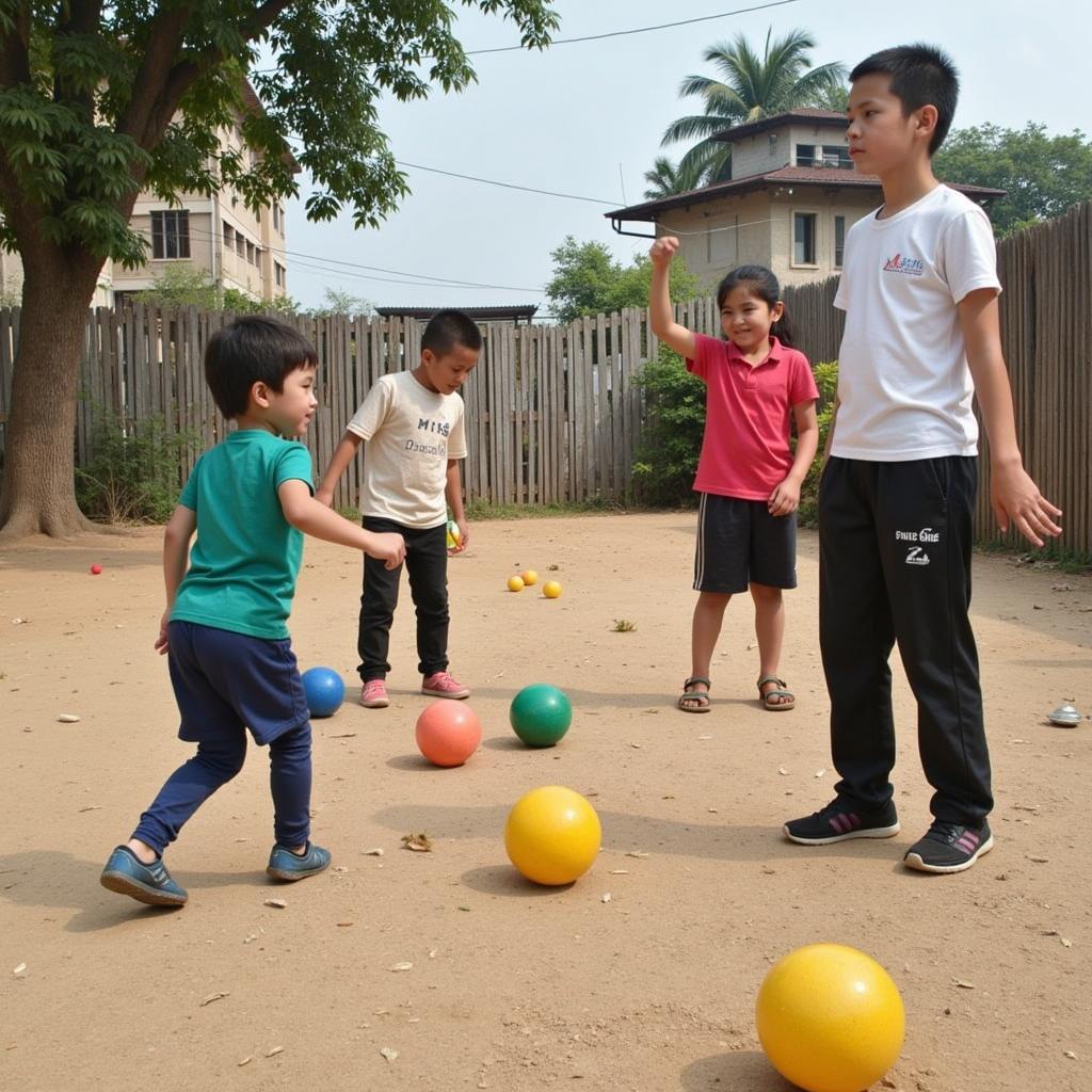 Trẻ em chơi banh đũa