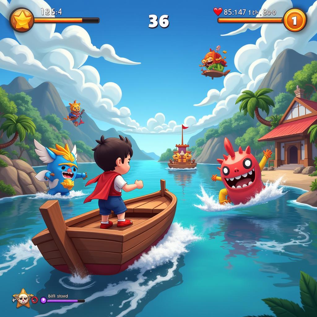 Gameplay of "Beat Em Đi Chơi Thuyền"