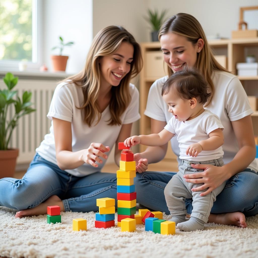 Mẹ và bé chơi đùa cùng nhau