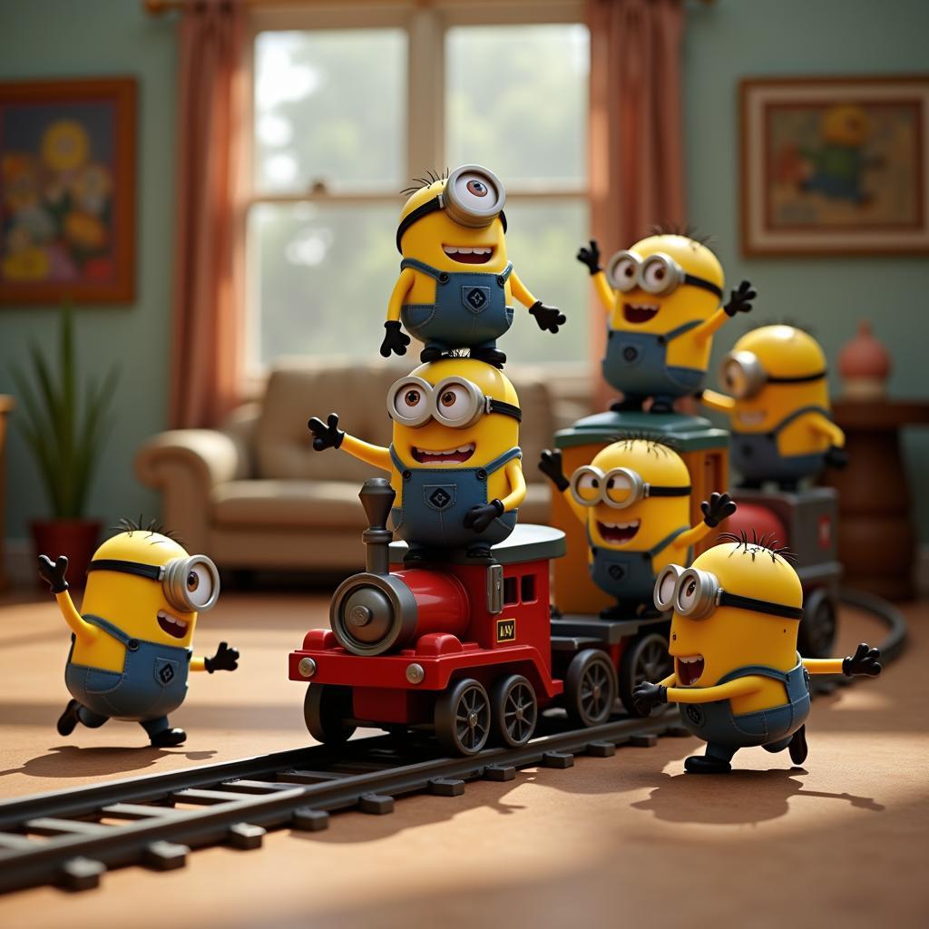 Minion chơi với đoàn tàu