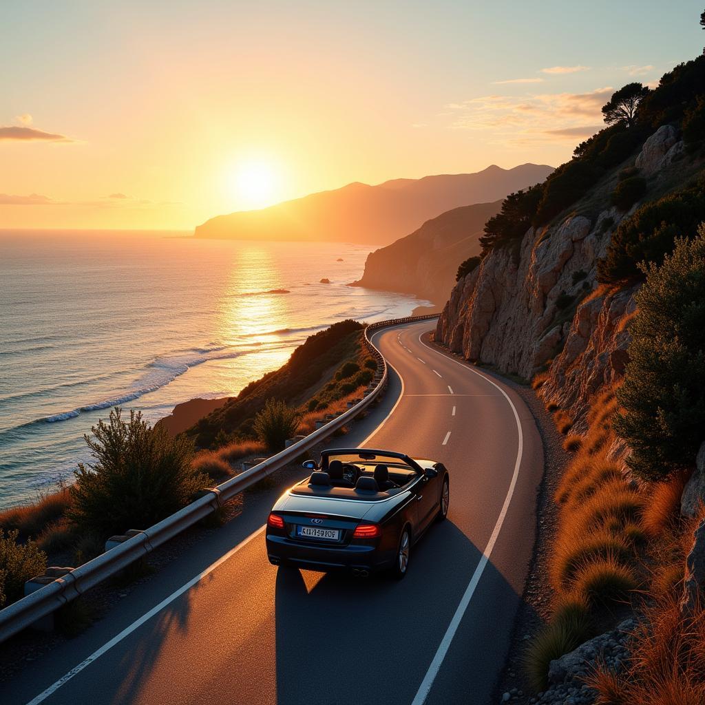 Admiring the scenic coastal road