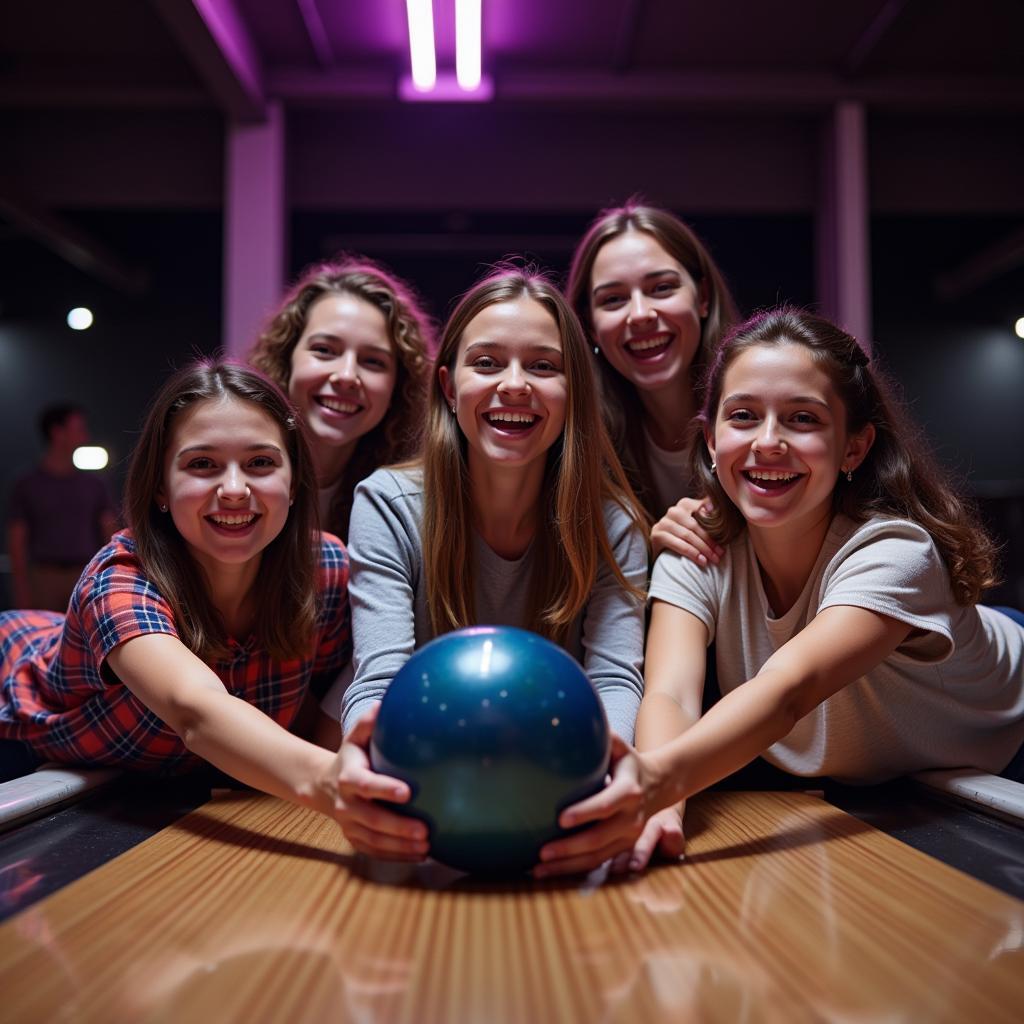 Nhóm bạn trẻ chơi bowling