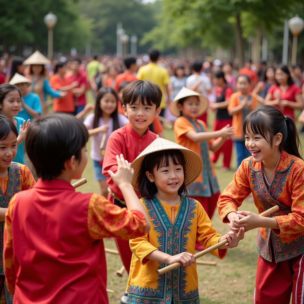 Hình ảnh trò chơi nhảy sạp truyền thống