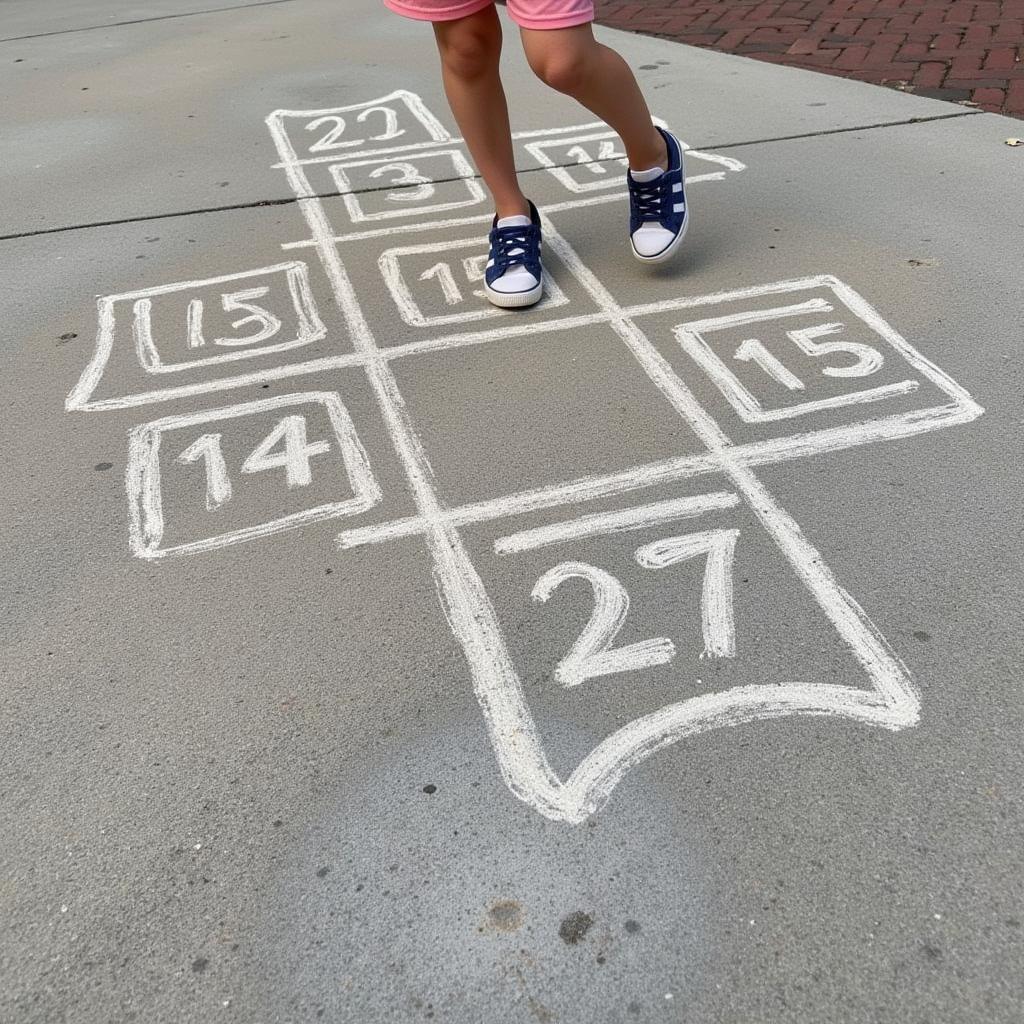 Children playing hopscotch