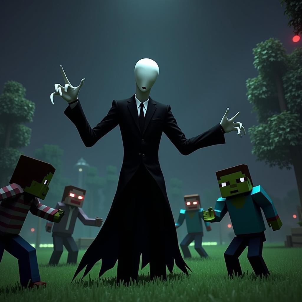 Slenderman chiến đấu với Zombie