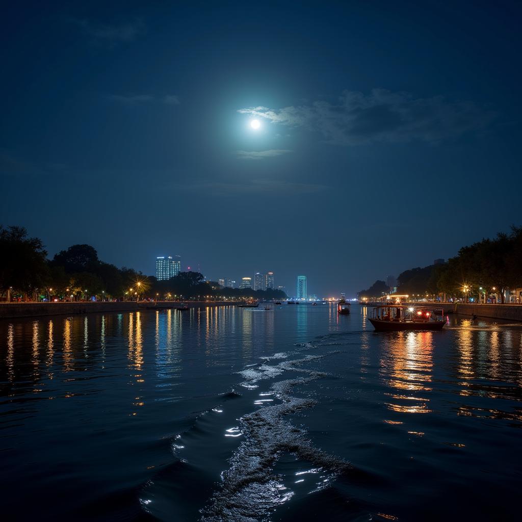 Ben Tre River at night