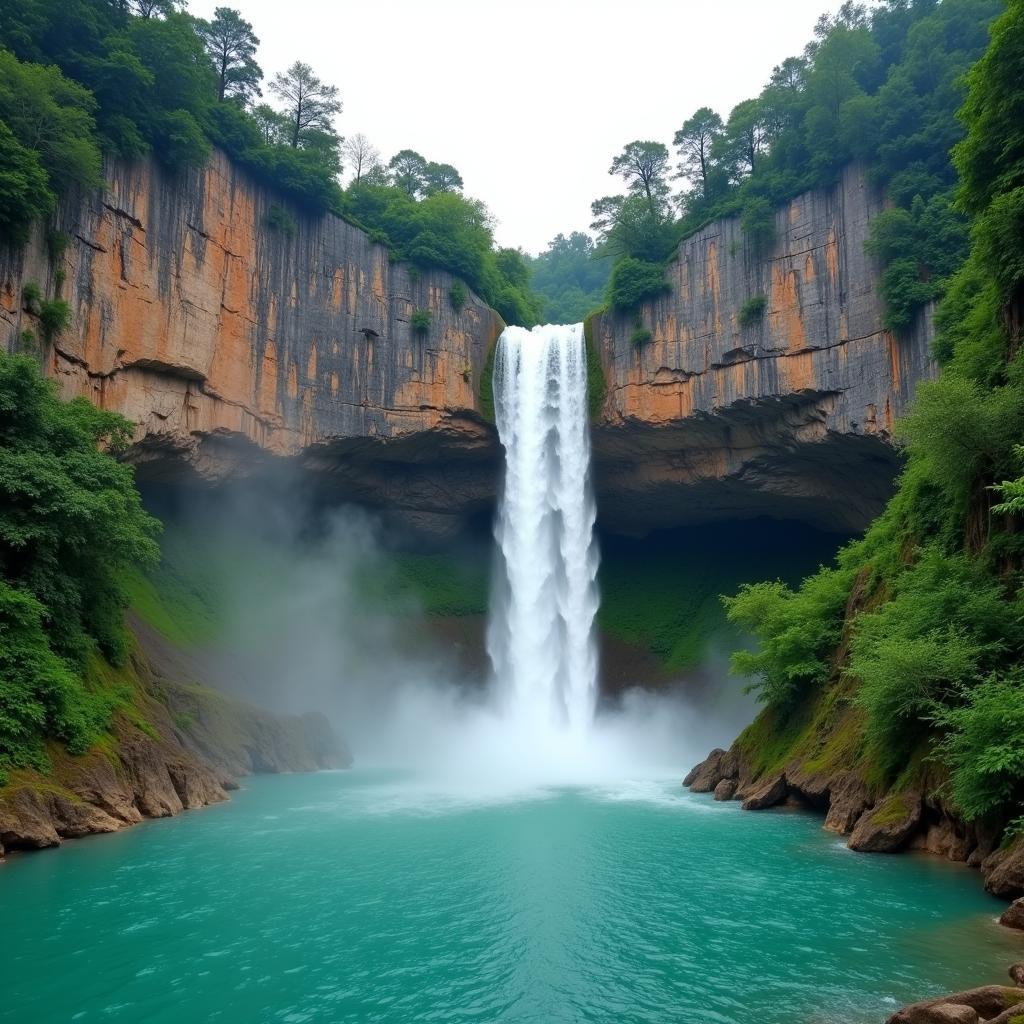 Majestic Dai Yem waterfall in Moc Chau