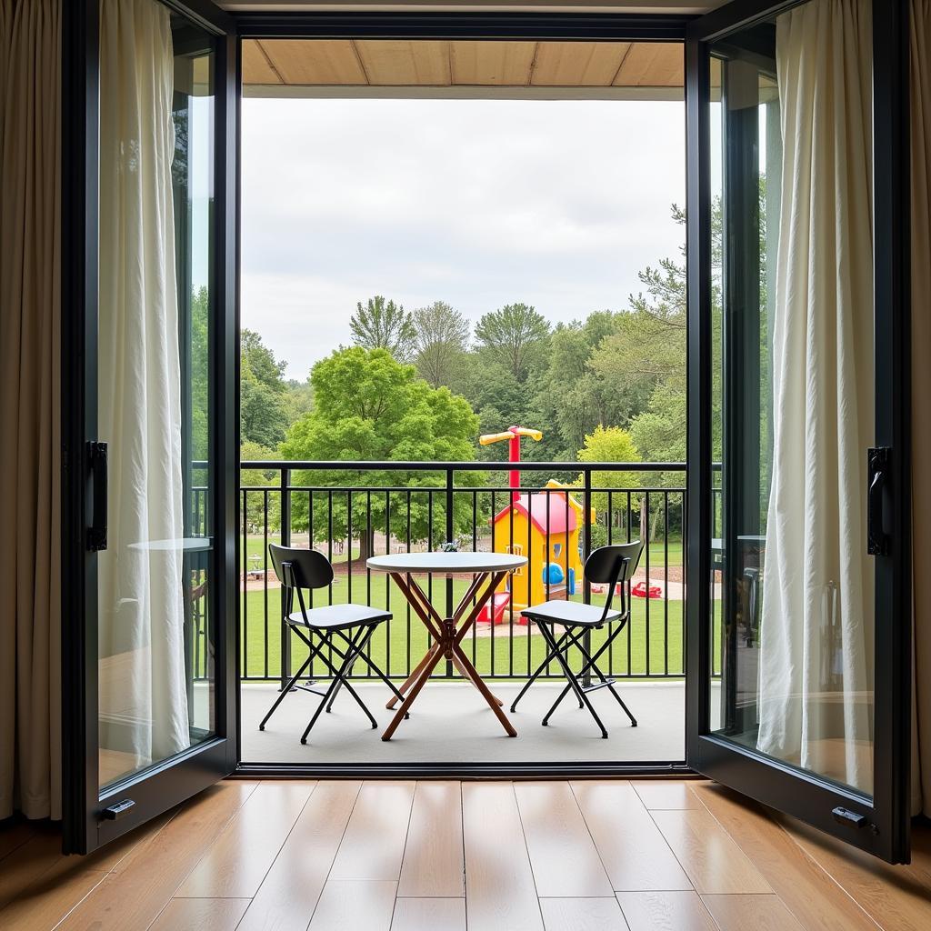 Modern balcony design with playground view