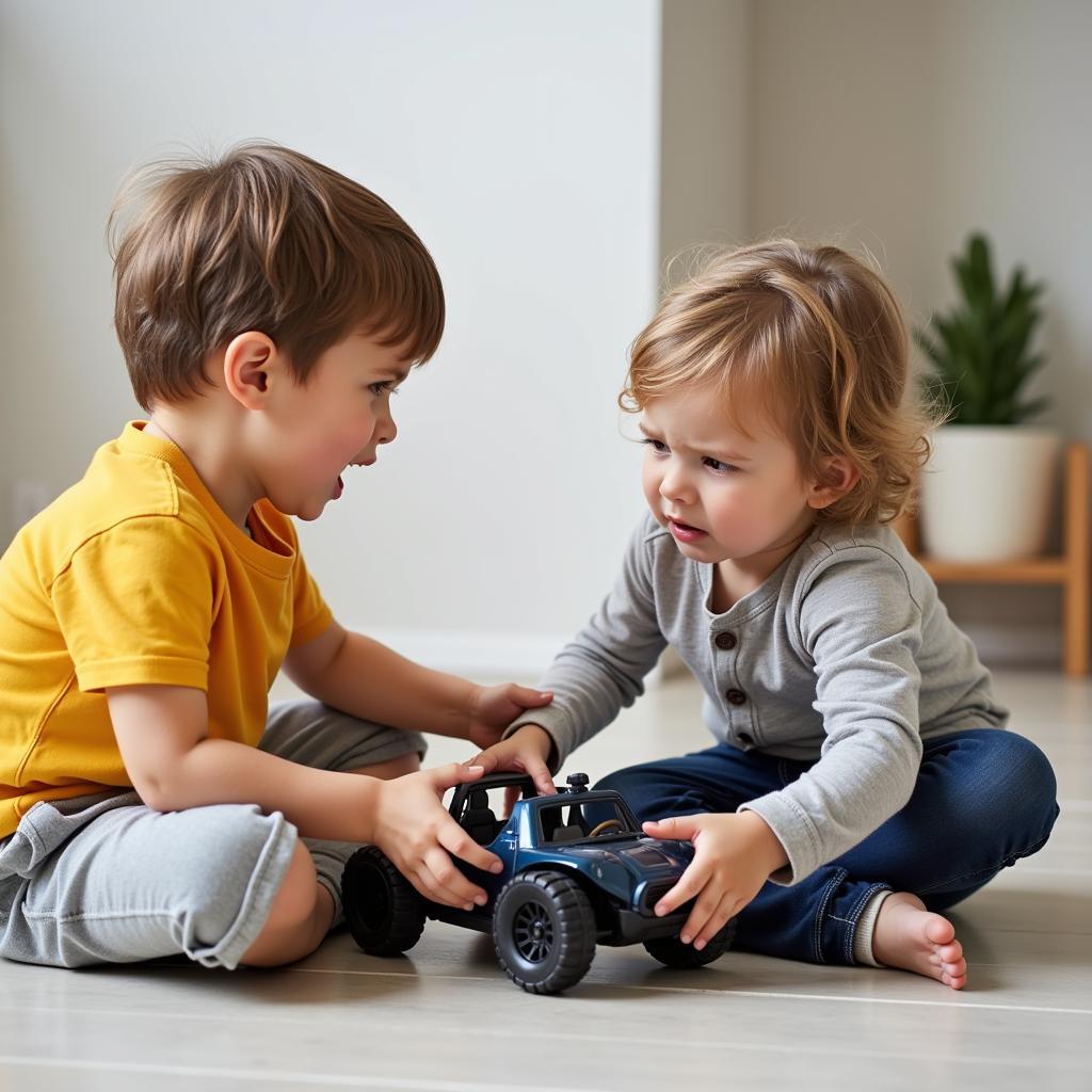 Children arguing over toys