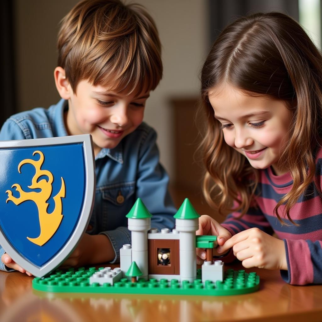 Children playing Lego Nexo Knights