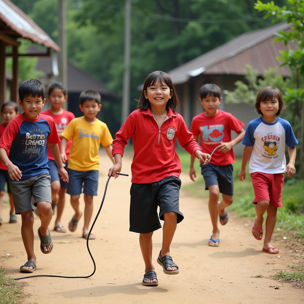 Trẻ em chơi nhảy dây