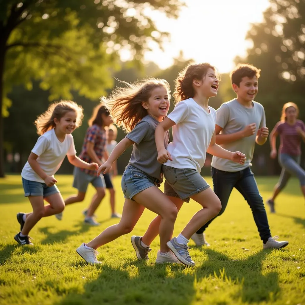 Children playing outdoor games