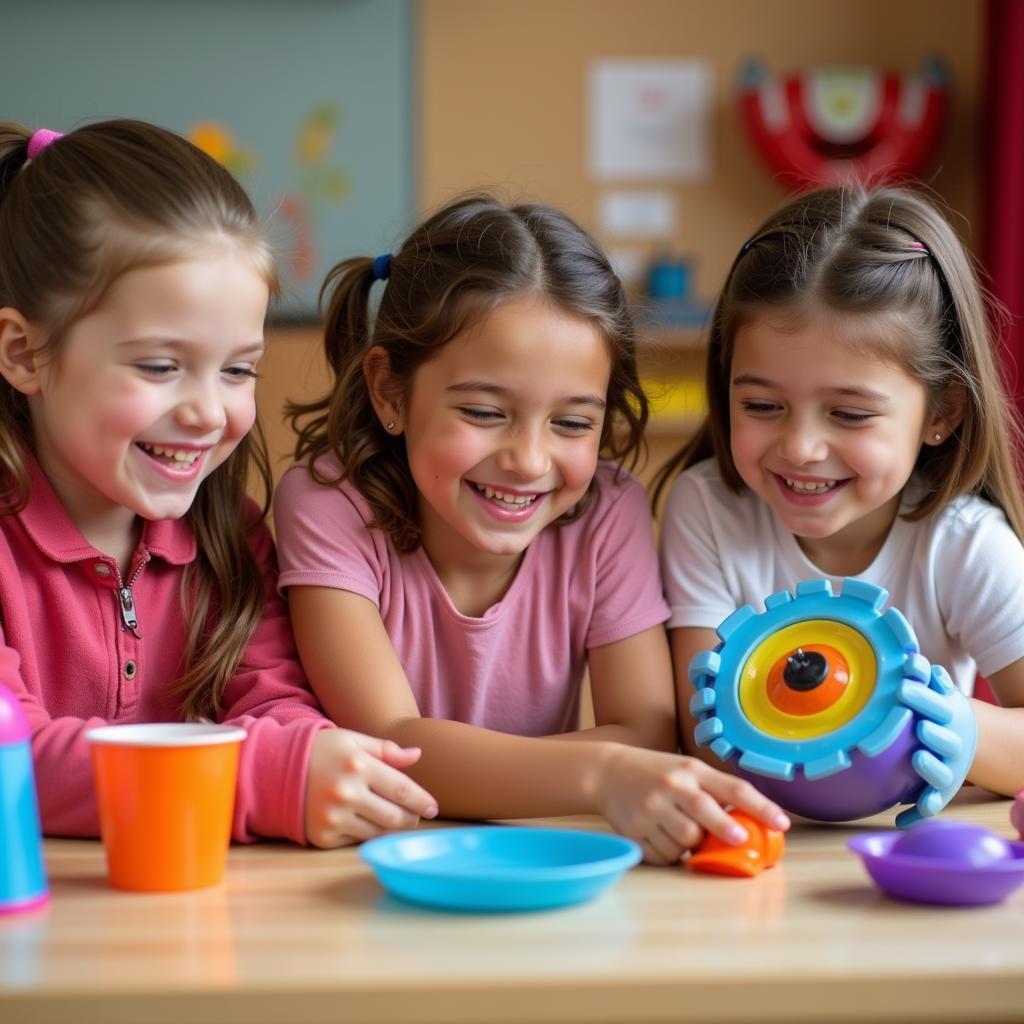 Children happily playing with Pop It toys