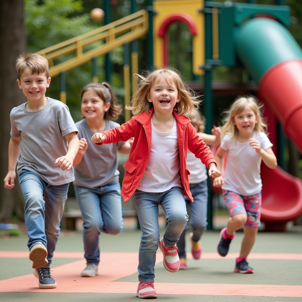 Children playing at outdoor playground