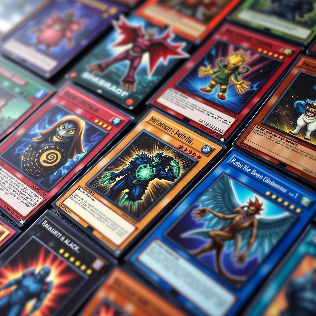 Close-up of Yugioh Monster Cards