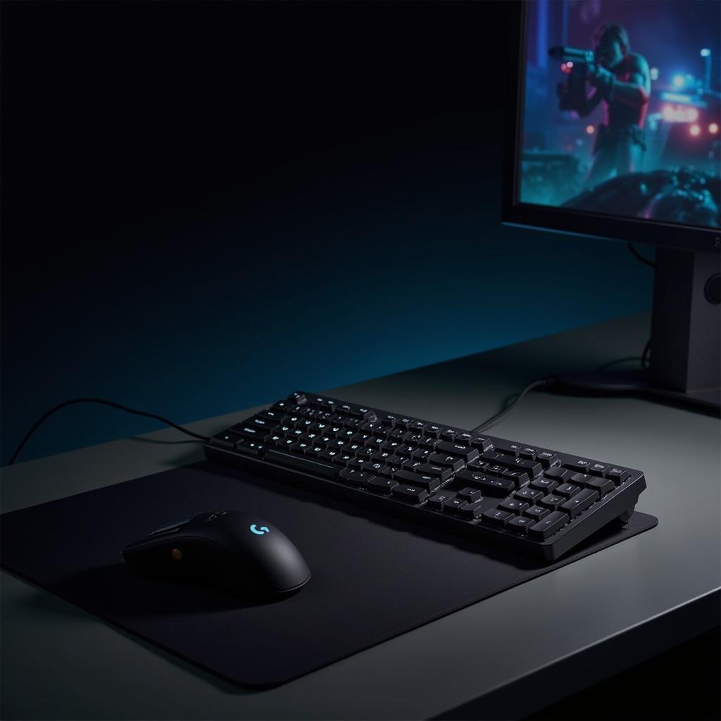 Bàn phím chơi game Logitech G Pro với thiết kế tối giản, switch GX Blue Clicky và dây cáp rời.