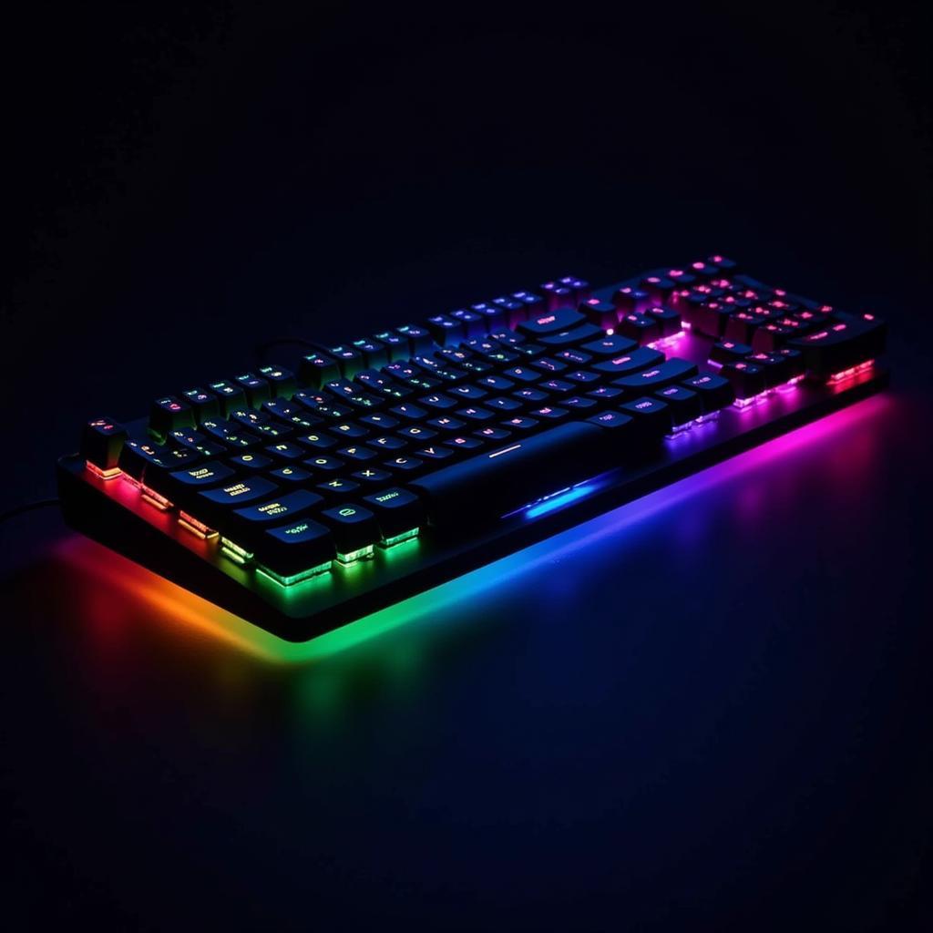 Bộ bàn phím chơi game cho máy tính bàn với đèn led RGB rực rỡ và thiết kế công thái học.