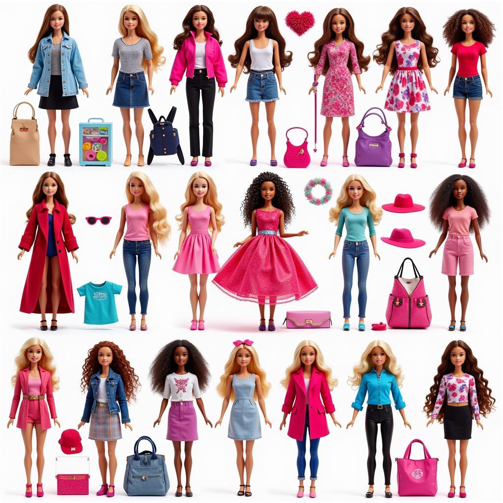 Bộ đồ chơi búp bê Barbie đa dạng màu sắc