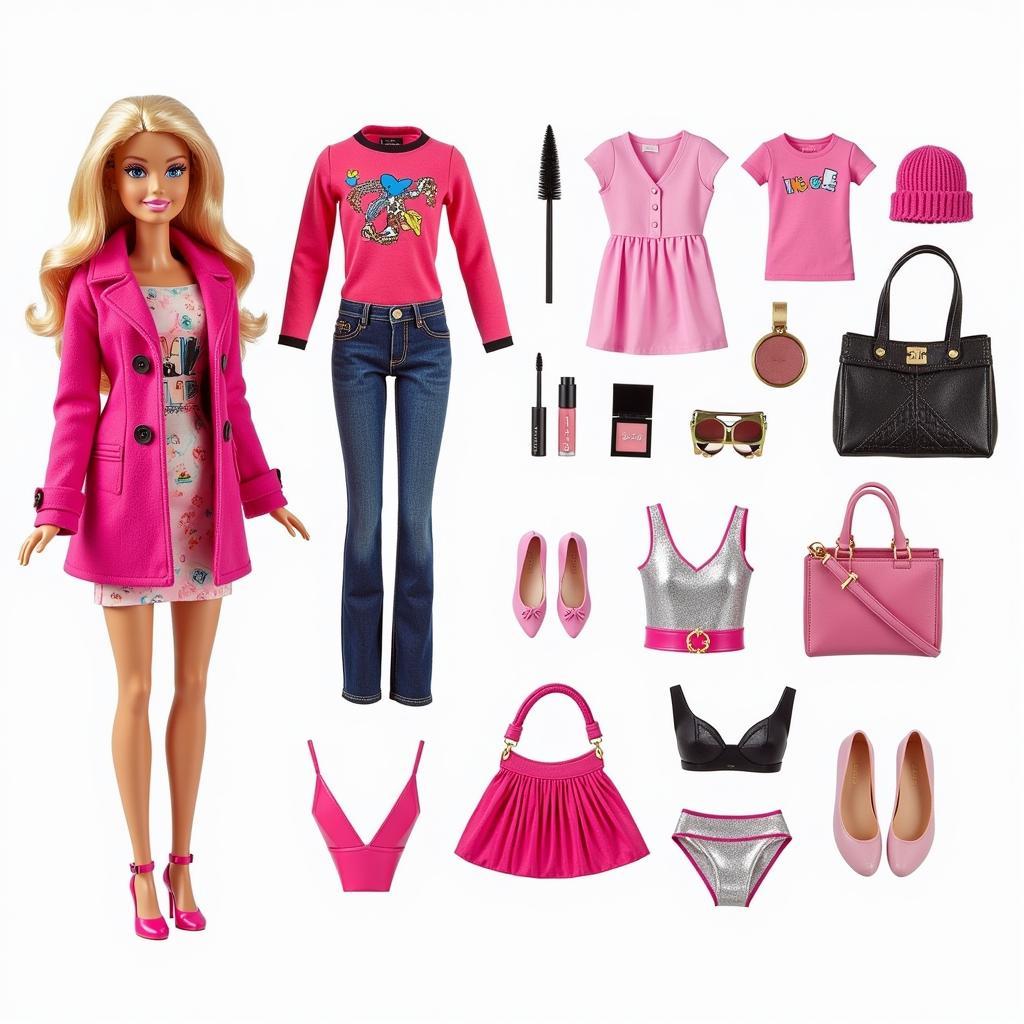 Bộ đồ chơi trang điểm búp bê Barbie kèm phụ kiện