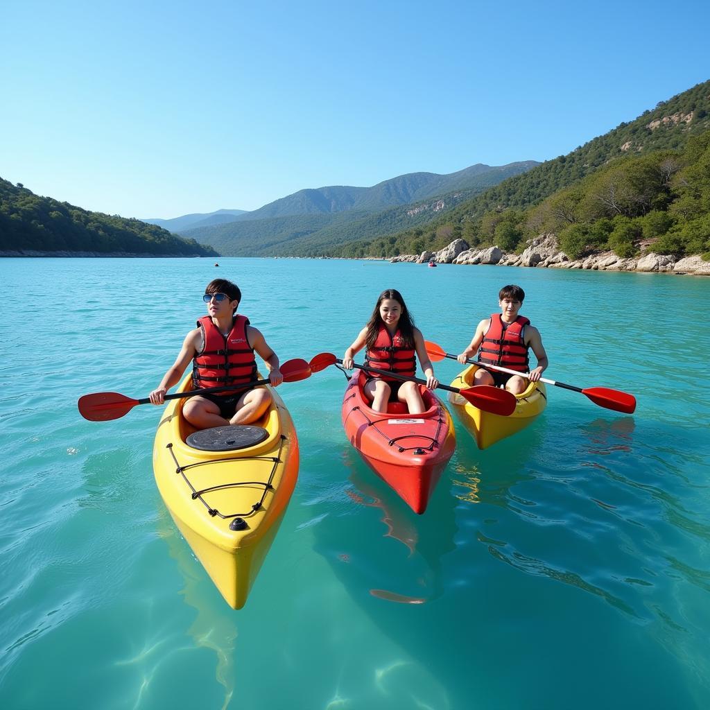 BTS chơi kayak