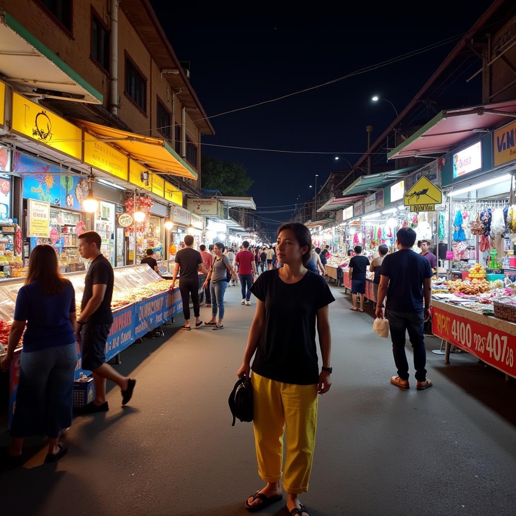 Chợ đêm Phsar Reatrey lung linh ánh đèn