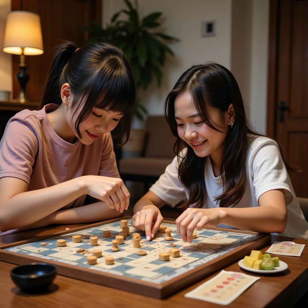 Bùi Anh Tuấn và Hiền Hồ cùng nhau chơi board game tại nhà