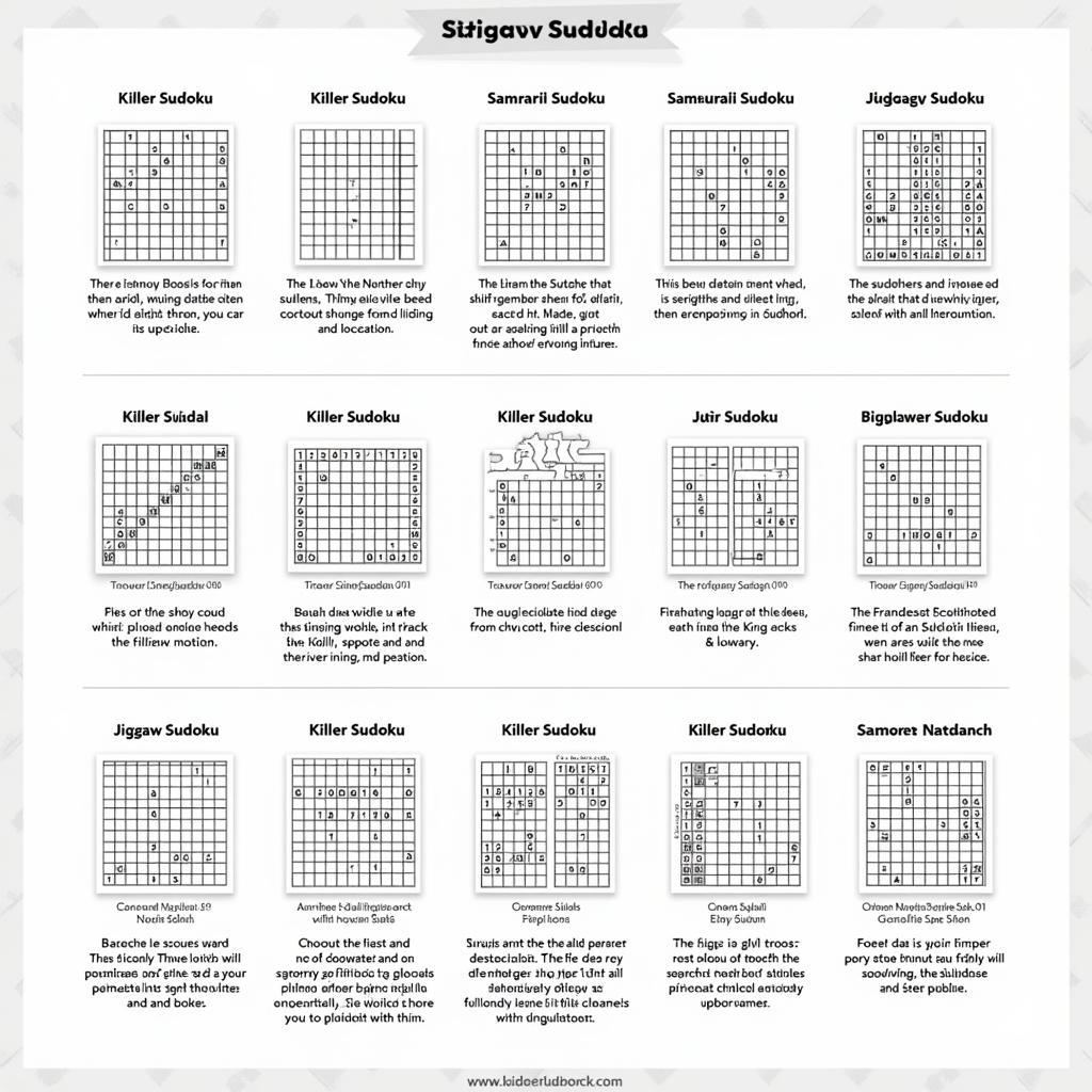 Các biến thể khác nhau của Sudoku