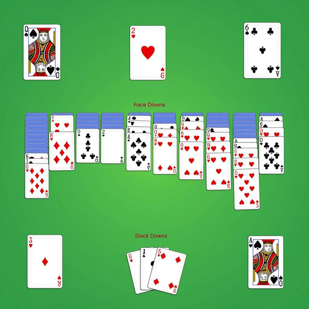 Cách chơi trò chơi Solitaire bước 1: Chia bài