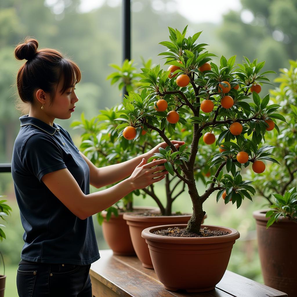 Chăm sóc cây cam canh trong dịp Tết