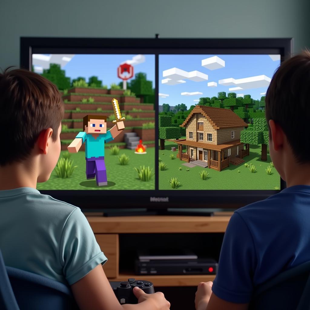 Chơi Minecraft Trial 2 Người Chia Đôi Màn Hình