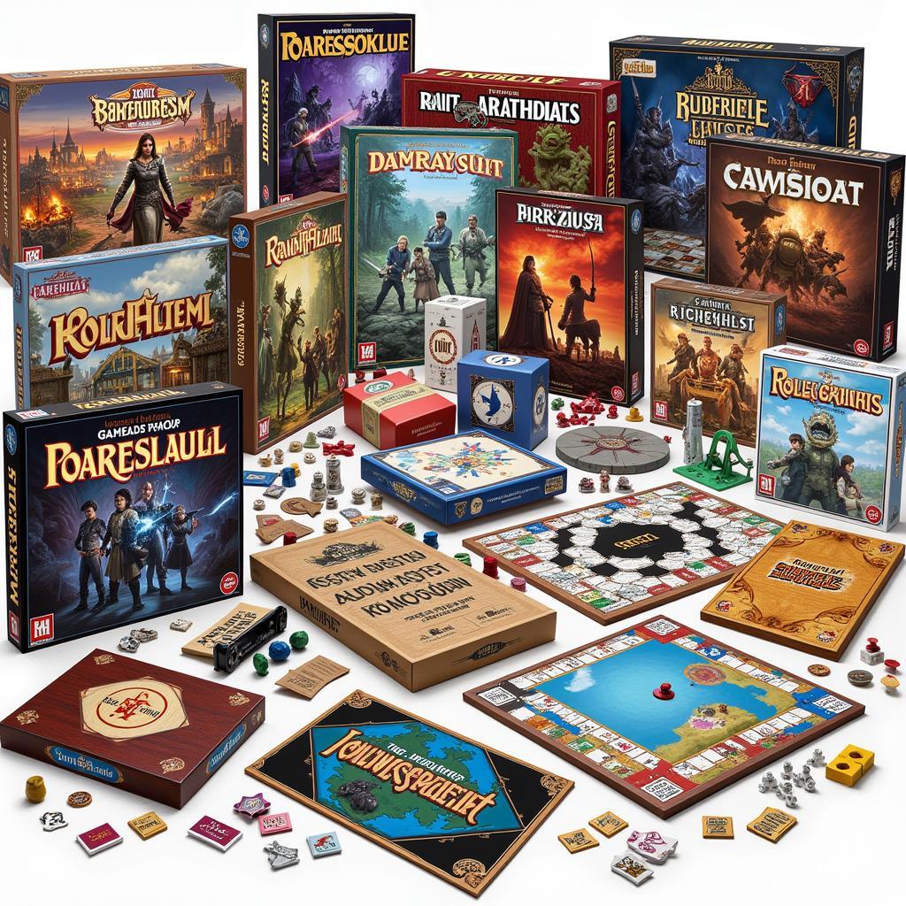 Bộ sưu tập đồ chơi board game đa dạng với nhiều thể loại khác nhau, từ chiến thuật, nhập vai đến giải đố, gia đình.