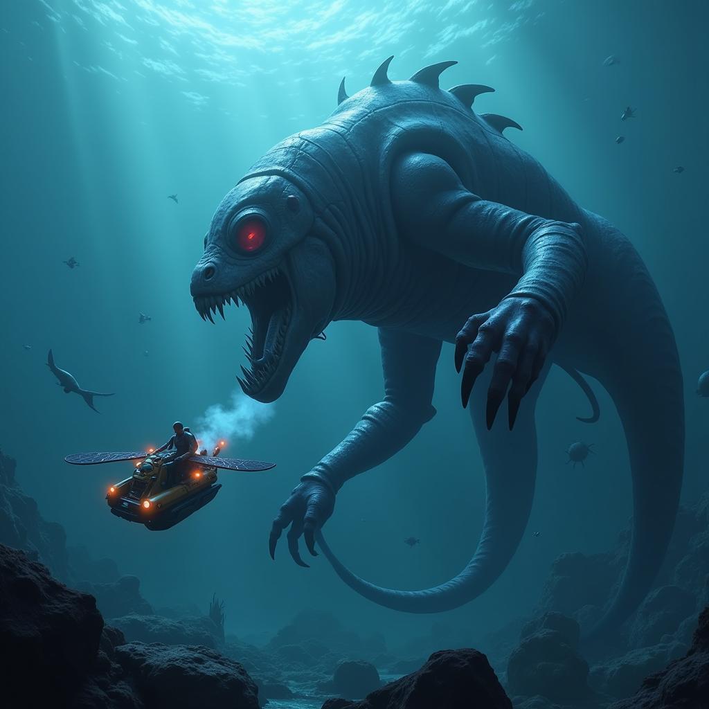 Đối mặt với sinh vật biển trong Subnautica