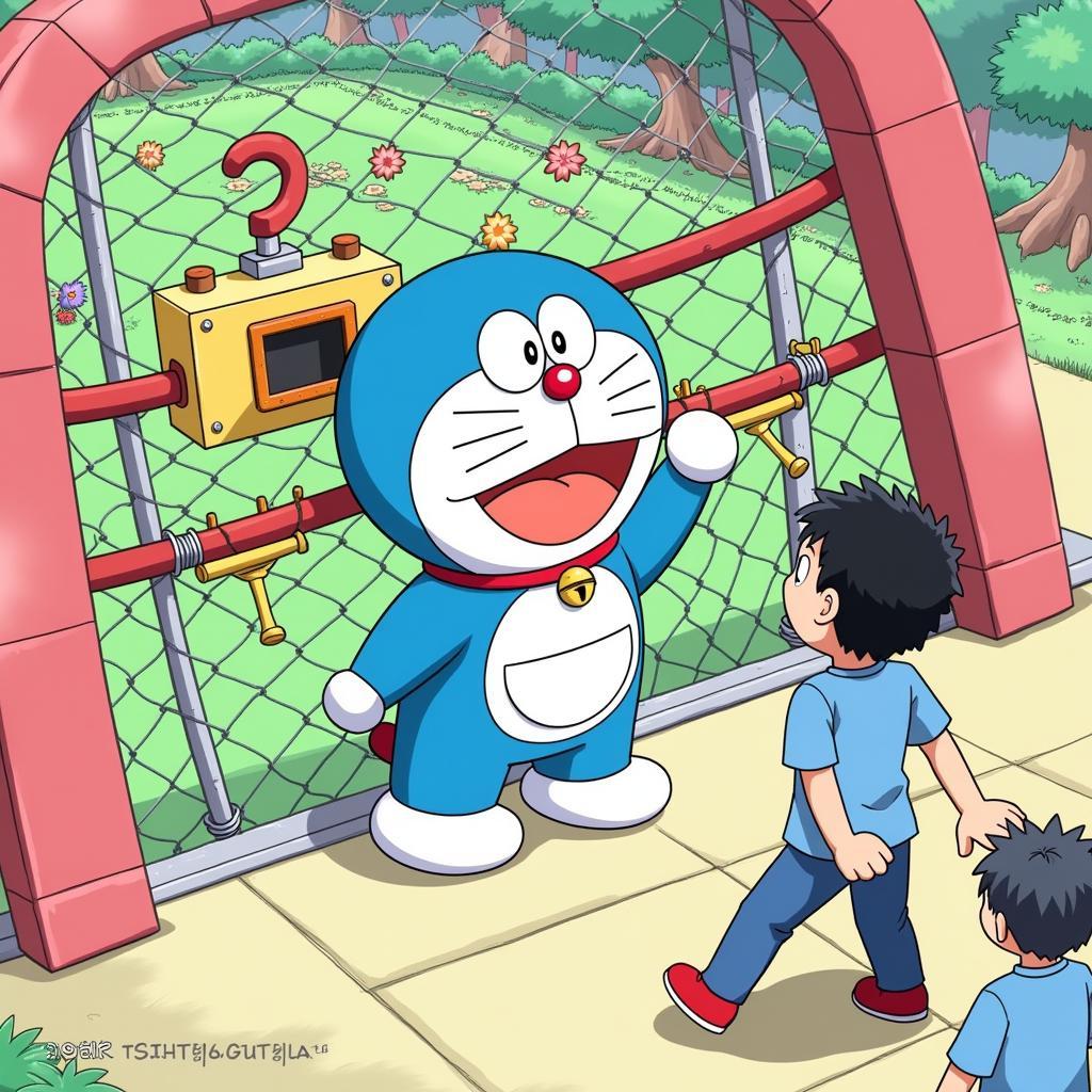 Doraemon sử dụng bảo bối trong một trò chơi giải đố