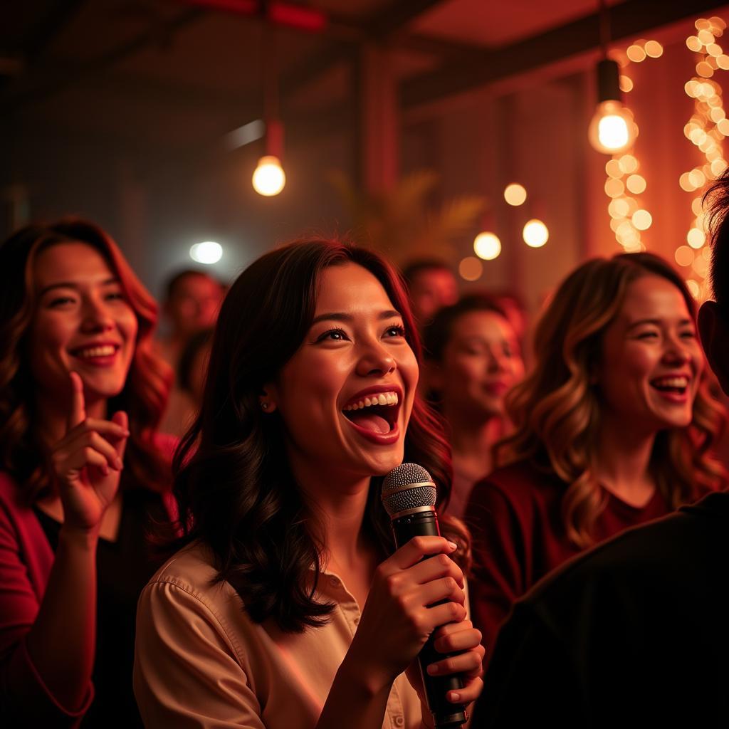 Không khí vui vẻ khi hát karaoke lời cổ