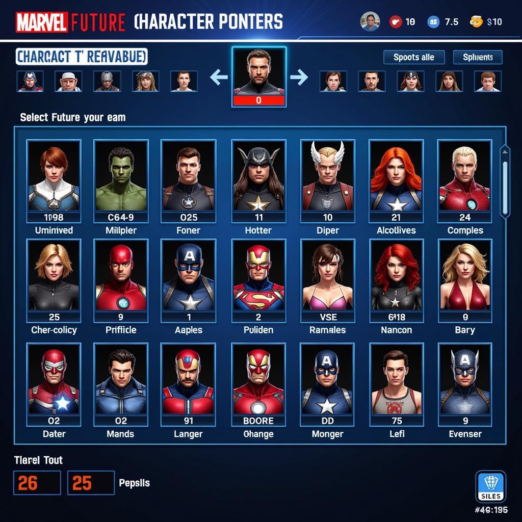 Lựa chọn nhân vật trong Marvel Future Fight