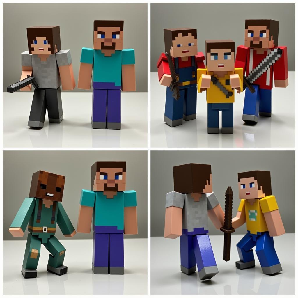 Mô hình nhân vật Minecraft Steve và Alex