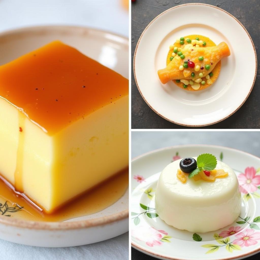 Hình ảnh các món ăn chơi tự làm như bánh flan, chè khúc bạch