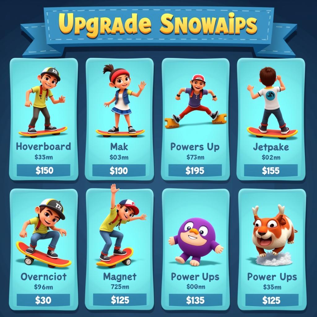 Nâng cấp ván trượt và power-ups trong Subway Surfers