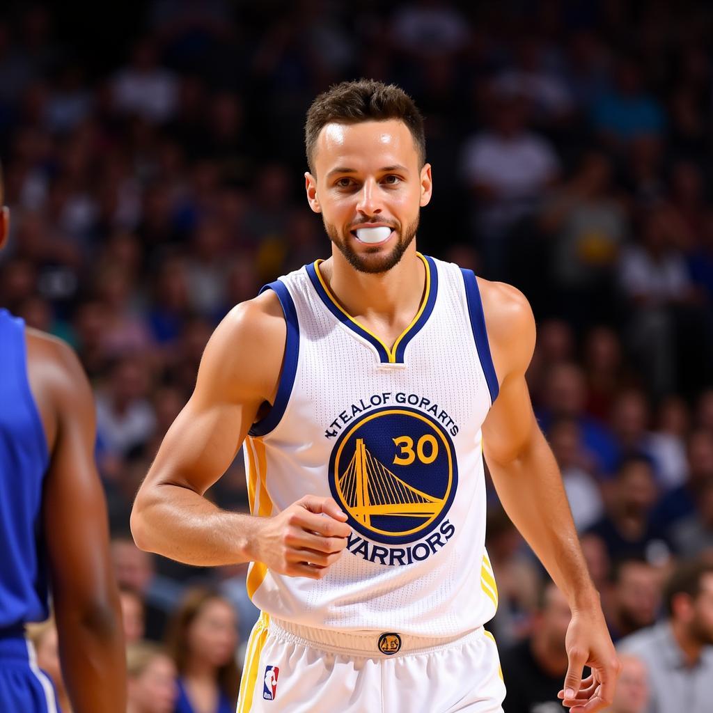 Stephen Curry sử dụng bảo vệ răng