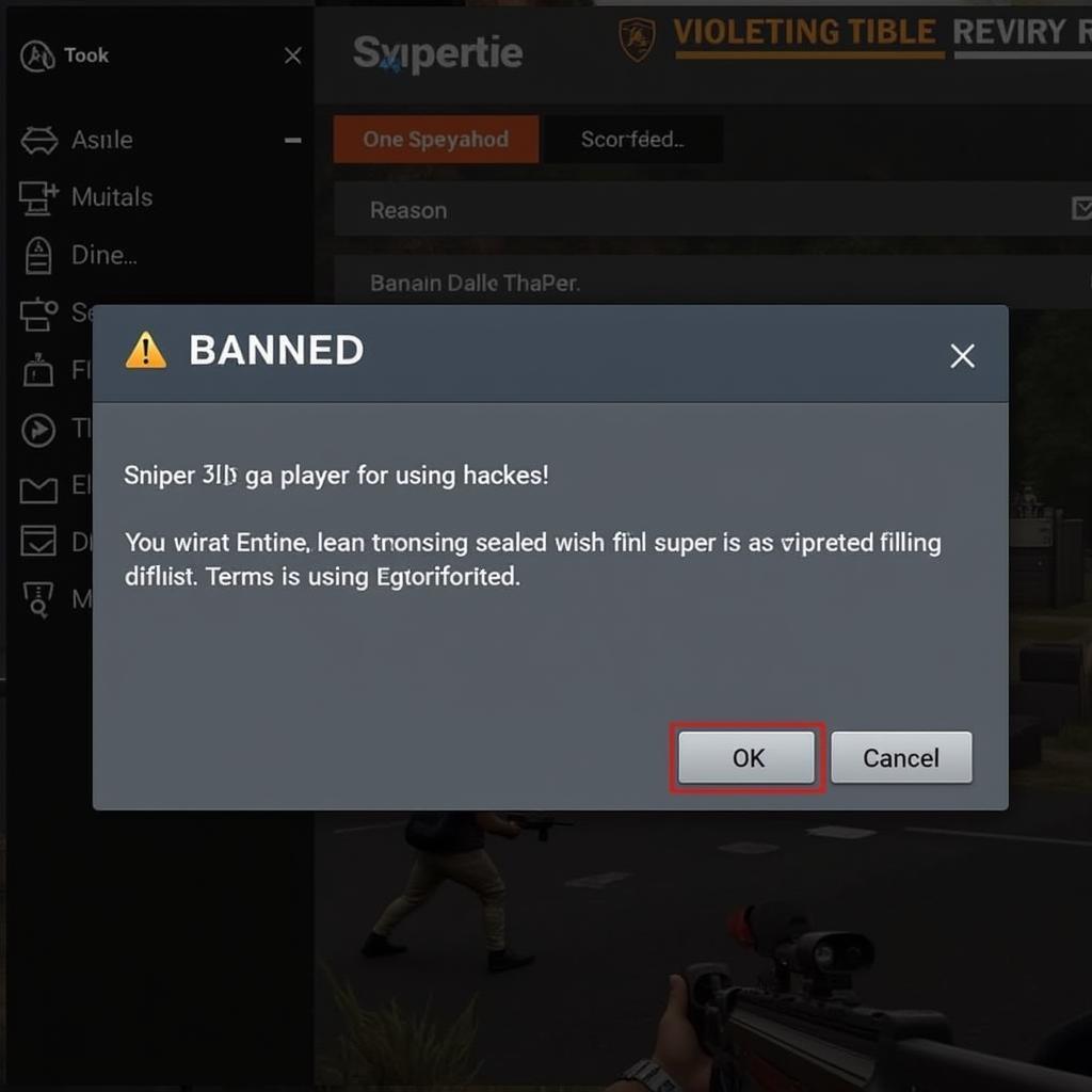 Hình ảnh người chơi bị khóa tài khoản khi sử dụng hack Sniper 3D