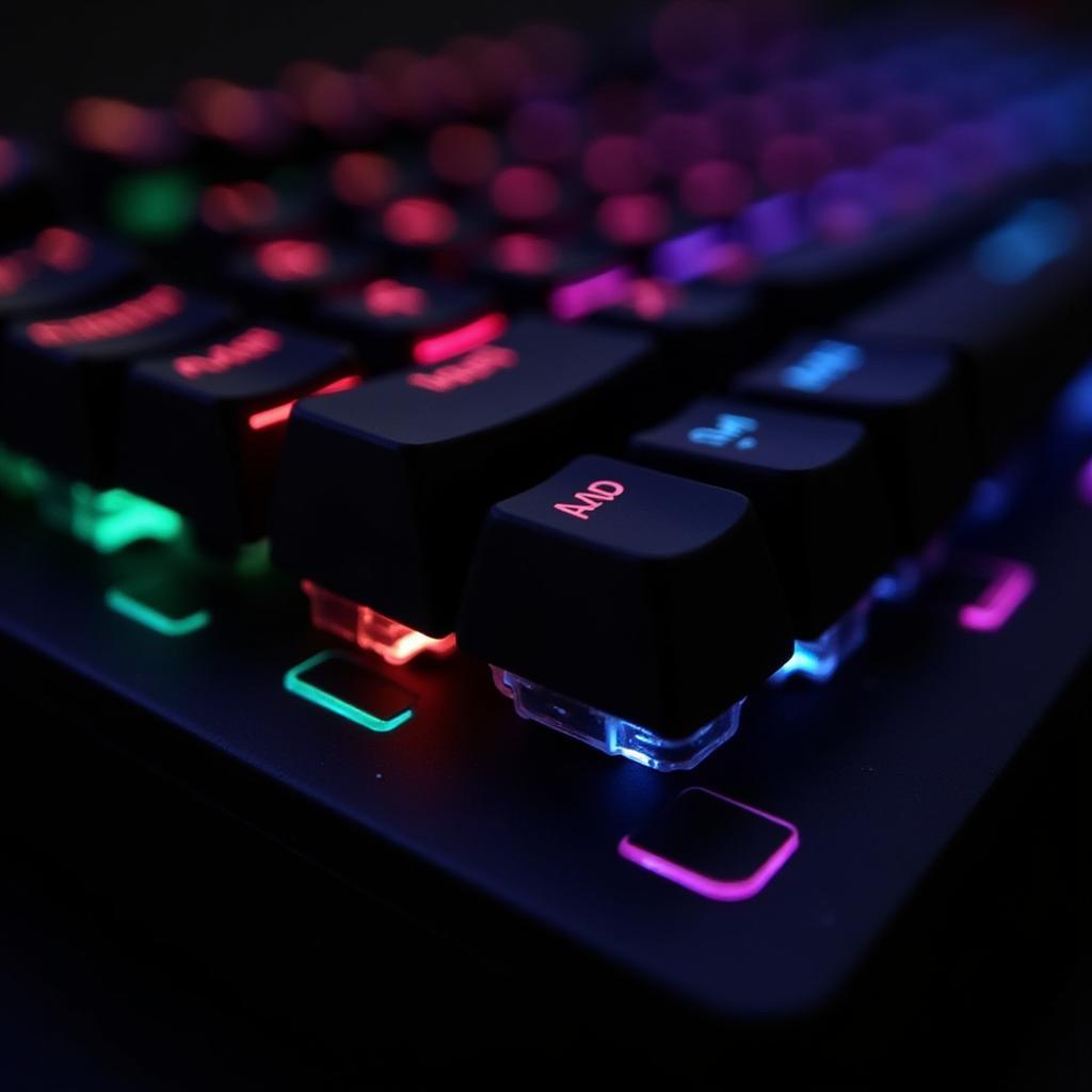 Bàn phím chơi game với đèn nền RGB và phím macro.