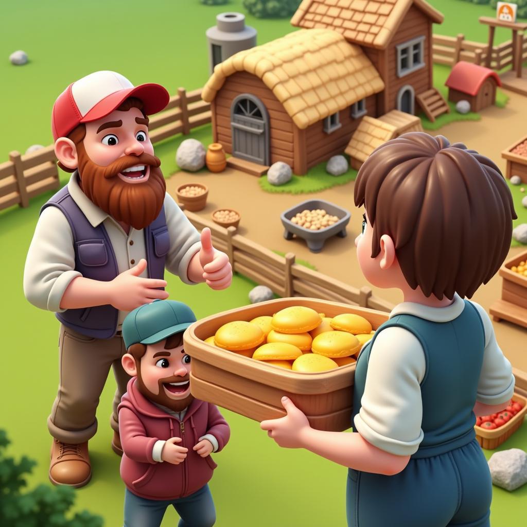 Trò chơi Hay Day: Hình ảnh người chơi giao lưu trong game.