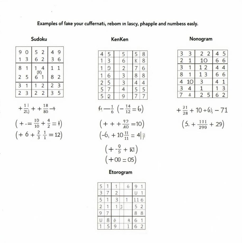 Trò chơi xếp số Sudoku, KenKen, Nonogram