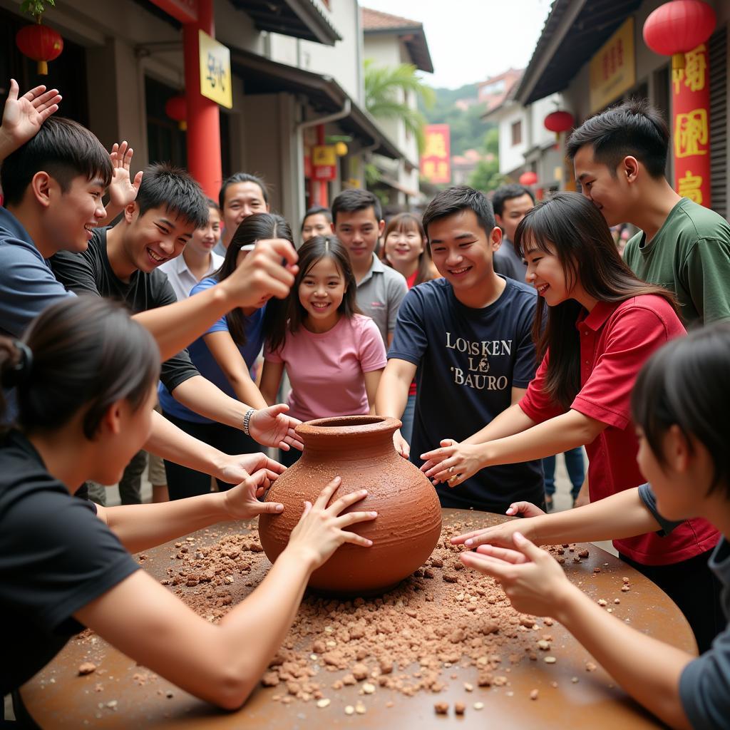 Hình ảnh minh họa ý nghĩa văn hóa của trò chơi đập niêu đất