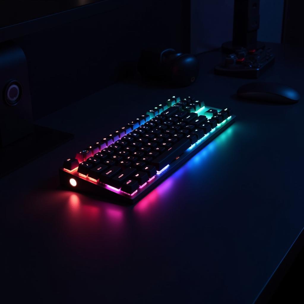 Bàn phím chơi game không dây nhỏ gọn với thiết kế tối giản và đèn nền RGB.