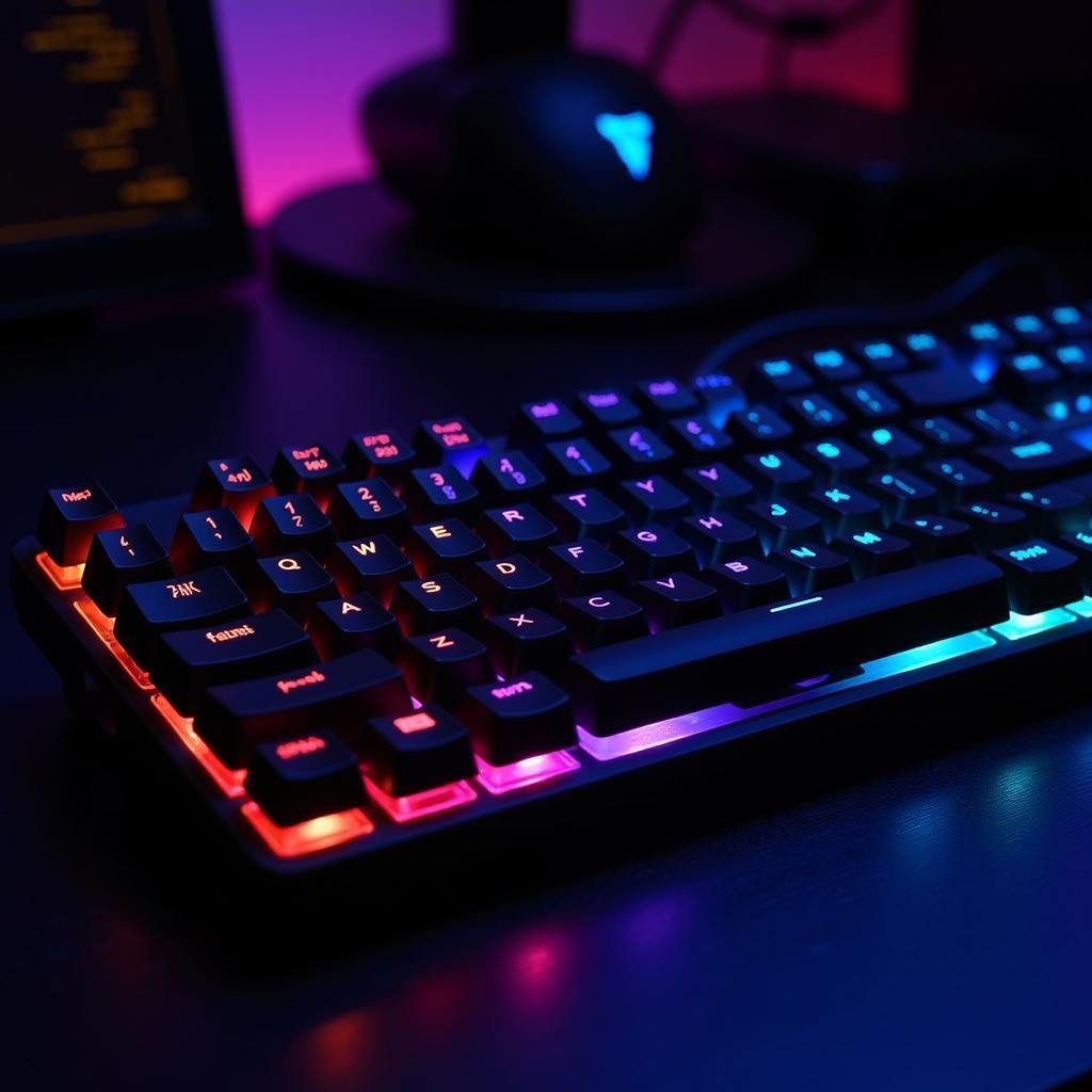 Bàn phím Fuhlen chơi game với đèn LED RGB rực rỡ, thiết kế công thái học và các phím bấm cơ học.