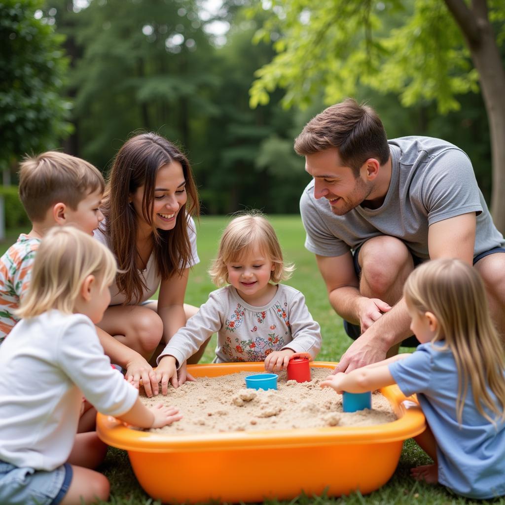 Family fun with sand and water play