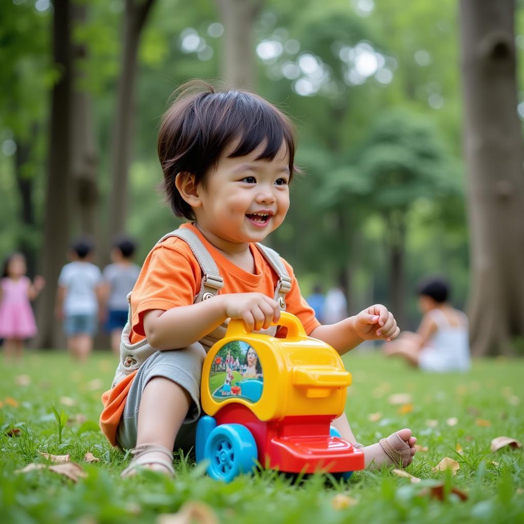 Bé chơi đồ chơi tại Sài Gòn