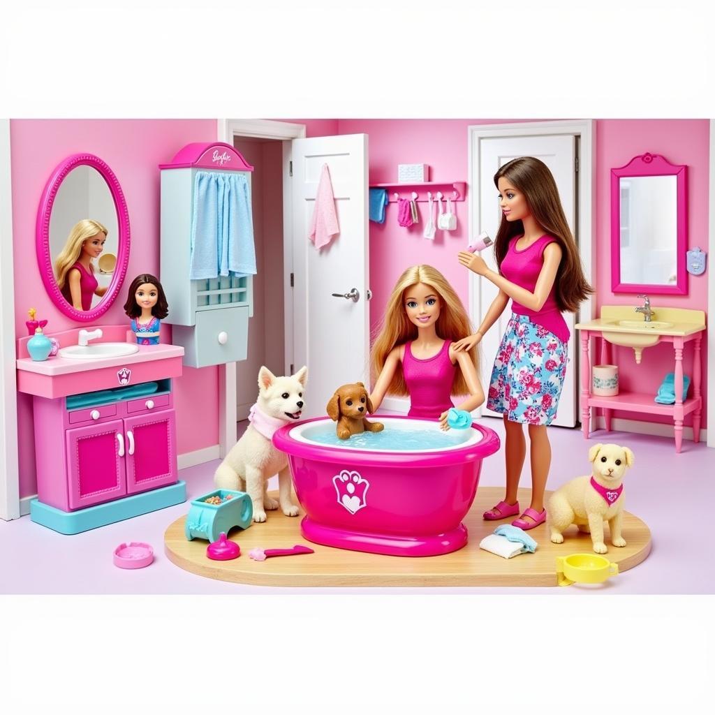 Bộ Đồ Chơi Búp Bê Barbie Và Spa Thú Cưng