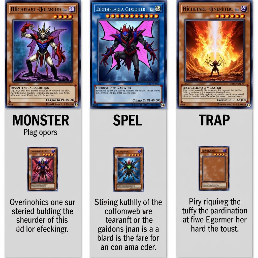 Các loại bài Yugioh: Quái vật, Phép thuật, Bẫy